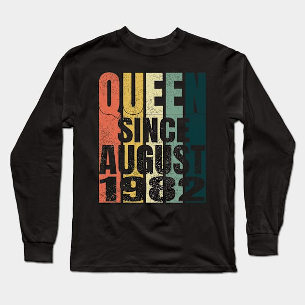 Retro 38th Birthday Gifts Quarantine Queen Since August 1982 Long Sleeve T-Shirt by Smoothbeats